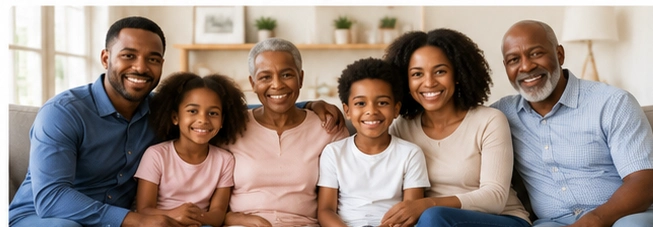 A multigenerational family together at home, illustrating family preparation and care.